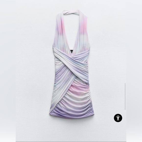 Zara draped printed tulle mini dress - Picture 4 of 10